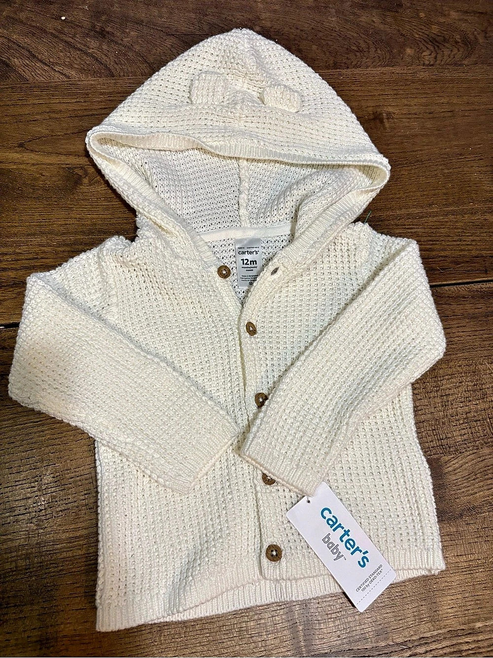 Carter's Baby Hooded Cardigan Cream 12M